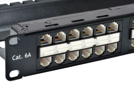 UTP-Durchführung - 48-Port-1U-Durchführungspanel mit integriertem Kabelmanagement